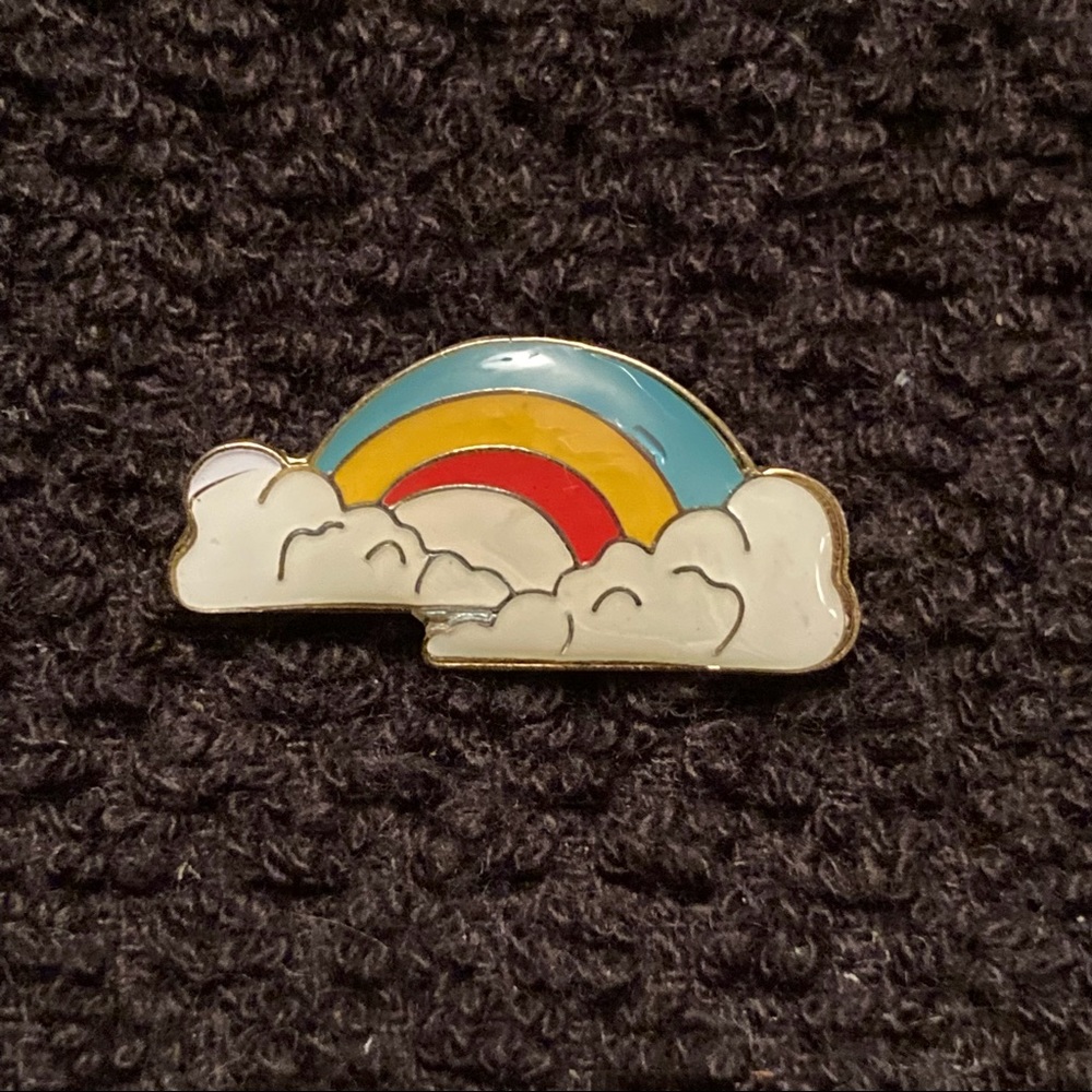 Vintage Rainbow Cloud Lapel Pin / Brooch